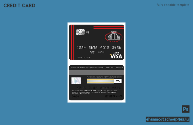 Beispielvorschau der Visa-Karte der Bank von Albanien